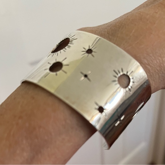 STERLING SILVER 925 WIDE CUFF BRACELET! Cosmic! - Picture 3 of 10